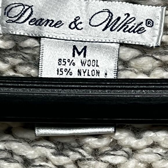 Hand Cable knit Double Zip Hoodie Cardigan Grey/ White Womens M - Picture 4 of 4